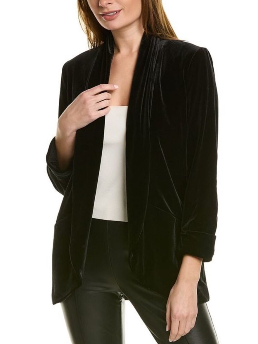 NWT Traffic People velvet black open front blazer